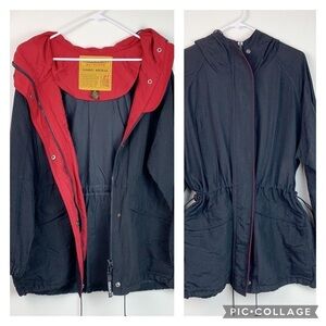 Outdoors Summit Anorak black multi pocket hooded utility weather rain jacket EUC
